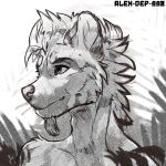 1:1 alex-dep-998 anthro black_and_white hi_res male monochrome solo