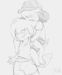  anthro bite canine carrying clothing covered_eyes dog male mammal monochrome niko_(pkfirefawx) piggyback pkfirefawx sketch tailwag vin_(pkfirefawx) 