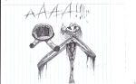  d_(not_a_man_tudios) ena_(not_a_man_studios) long_arms mask not_a_man_studios screaming slim tall traditional_media_(artwork) tuxedo 