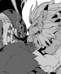  beard digimon duo facial_hair garudamon kmd023 leomon male mane muscular nipples 