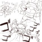  2014 anthro duo english_text fizz_(lol) japanese_text league_of_legends male manmosu_marimo monochrome riot_games simple_background sketch teemo_(lol) text translation_request video_games white_background yordle 