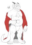  2018 acroth anthro beard beverage body_hair chest_hair clothing cup defago dragon eyewear facial_hair frill fundoshi glasses horn japanese_clothing kemono male mature_male scalie solo standing underwear 