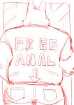 2024 anthro biped bottomwear butt canid canine canis clothing domestic_dog hi_res kemono mammal pants shirt sketch slightly_chubby solo text text_on_clothing text_on_shirt text_on_topwear topwear ujishiyo