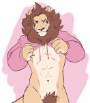  &gt;:( 2018 abs anthro areola blue_eyes bottomless clothed clothing countershade_torso countershading drawyourfursona feline frankothelion fur hoodie lion looking_at_viewer male mammal mane meme multicolored_fur muscular muscular_male navel nipples partially_clothed pecs pink_areola pink_nipples pink_sweater pinup pose pubes simple_background solo tan_countershading tan_fur twitter_hoodie two_tone_fur 