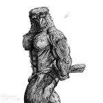 1:1 abs absurd_res anthro avian beak bird black_and_white bulge comic corvid corvus_(genus) eyewear fluffy glasses hands_behind_head hi_res jewelry judging line_art looking_at_viewer male manga monochrome muscular necklace nipples oscine passerine raven shaded signature simple_background thick_thighs xcoreus