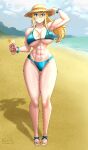 angel_pena_(angelox) beach bikini breasts large_breasts long_hair metroid nintendo ocean samus_aran solo swimsuit 