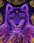  2018 abstract anthro blue_eyes canine desaia digital_media_(artwork) male mammal rakan scar space were werewolf wolf 