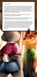  2018 anthro butt canine cheek_tuft clothed clothing comic denim_shorts dialogue dipstick_ears disney duo english_text female fox furgonomics gloves_(marking) green_eyes hands_in_pockets judy_hopps lagomorph male mammal markings midriff necktie nick_wilde rabbit shorts tail_clothing text thewyvernsweaver tuft zootopia 