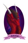  2018 ambiguous_gender blue_eyes brown_hair digital_media_(artwork) dragon ferrety-lixciaa fur furred_dragon hair horn red_fur 