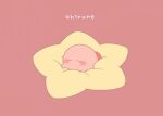  1boy closed_eyes closed_mouth colored_skin dot_mouth kirby kirby_(series) no_humans pink_skin red_background red_footwear sleeping solo star-shaped_pillow starossa_kirby warp_star 