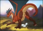 aroused artonis bodily_fluids dragon egg female feral hi_res mythological_creature mythological_scalie mythology oviposition scalie