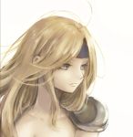  blonde_hair blue_eyes blue_headband celes_chere closed_mouth final_fantasy final_fantasy_vi frown headband ichi_(pixiv6373491) long_hair shoulder_pads simple_background solo upper_body white_background 