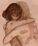  ambiguous/ambiguous ambiguous_gender brown_hair chara_(undertale) darkriallet embrace hair hickey protagonist_(undertale) romantic_couple scratches short_hair undertale video_games 