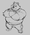 2024 alternate_species anthro bear belly big_belly bottomwear breeze_in_the_clouds clothing frost_(breeze_in_the_clouds) male mammal overweight overweight_male pants shirt simple_background solo topwear unknown_artist