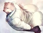  bear doctor inabayasuri jambavan lab_coat looking_back male mammal rear_view slightly_chubby tokyo_afterschool_summoners top_down_view 