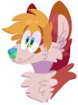 2017 ambiguous_form ambiguous_gender blonde_hair blue_eyes blue_nose brown_body brown_eyebrows brown_fur canid canine digital_drawing_(artwork) digital_media_(artwork) eyebrows fur green_eyes green_nose hair headshot_portrait jaspering lineless mammal multicolored_eyes portrait smile snout solo tan_body tan_fur tan_inner_ear two_tone_eyes two_tone_nose