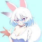  1girl animal_ears cross_(vgne4542) fox_ears fox_tail highres phase_connect purple_eyes short_hair simple_background solo tail tenma_maemi white_hair 