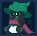  blush caprine deltarune diaper eyewear glasses goat hat male mammal mrvonfuzzlebutt open_mouth ralsei sitting 