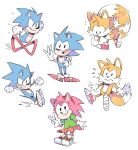 2019 2_tails 4_fingers absurd_res amy_rose anthro black_nose blue_body blue_hair bodily_fluids bottomwear braking canid canine canis classic_amy_rose classic_sonic classic_sonic_(universe) classic_tails clothing colored dipstick_tail dot_eyes eulipotyphlan featureless_crotch female fingers flying footwear fox fur gesture gloves graskip green_clothing green_shirt green_t-shirt green_topwear greeting greeting_viewer group hair hand_gesture hand_on_hip hand_on_own_hip handwear hedgehog hi_res long_nose looking_at_viewer looking_down male mammal markings miles_prower mostly_nude motion_lines multi_tail multicolored_body multicolored_fur orange_bottomwear orange_clothing orange_skirt pink_body pseudo_hair raised_finger raised_index_finger red_clothing red_footwear red_shoes running sega shaded shirt shoes short_tail simple_background skirt smile sonic_the_hedgehog sonic_the_hedgehog_(series) spikes spikes_(anatomy) surprise surprised_expression sweat sweatdrop t-shirt tail tail_markings tan_body tan_inner_ear topwear trio two_tone_body two_tone_fur v_sign white_background white_body white_clothing white_footwear white_fur white_gloves white_handwear white_inner_ear white_muzzle white_shoes white_tail_tip yellow_body yellow_fur