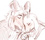  asgore_dreemurr beard blush boss_monster caprine darkriallet facial_hair fangs horn long_ears mammal simple_background sketch toriel undertale video_games white_background 