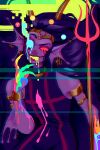  1girl atissi black_bodysuit black_hair bodysuit breasts fins glitch head_fins her_imperious_condescension highres homestuck large_breasts long_hair polearm solo trident troll_(homestuck) very_long_hair weapon 