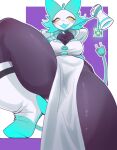 2024 anthro biped blush boots breasts cleavage clothed clothing collarbone cord_tail darkner deltarune dress empty_eyes exposure_variation female floating_hands footwear hi_res lok_cat low-angle_view machine medium_breasts open_mouth open_smile robot smile solo tasque_manager thick_thighs undertale_(series) white_body white_clothing white_dress yellow_eyes