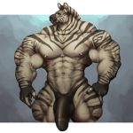  anthro big_bulge big_penis bulge clothing equine hyper hyper_muscles looking_at_viewer male mammal muscular muscular_male oldshep pecs penis penis_outline pubes smile solo standing underwear veiny_muscles zebra 
