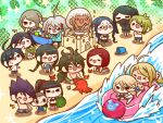  6+boys 6+girls :3 ahoge akamatsu_kaede all_fours alternate_costume alternate_hairstyle amami_rantaro androgynous antenna_hair arm_up armlet bare_arms bare_legs bare_shoulders barefoot beach bead_anklet bead_bracelet bead_necklace beads bikini black-framed_eyewear black_bikini black_bow black_eyes black_hair black_hoodie black_mask black_one-piece_swimsuit black_sarong black_sleeves blonde_hair blue_bikini blue_flower blue_hair blue_hoodie blue_male_swimwear blue_one-piece_swimsuit blue_sleeves blunt_bangs blunt_ends bow bracelet breasts bucket cage can chabashira_tenko chibi cleavage closed_mouth cooler covered_mouth crab crab_on_head danganronpa_(series) danganronpa_v3:_killing_harmony dark-skinned_female dark_skin everyone eyelashes facial_hair flower food frilled_bikini frills fruit furrowed_brow glasses goatee gokuhara_gonta green_hair green_male_swimwear grey_male_swimwear hair_between_eyes hair_flower hair_ornament hair_over_one_eye hair_scrunchie hand_on_own_chin hands_on_own_hips harukawa_maki height_difference hermit_crab high_ponytail holding holding_cage holding_food holding_fruit hood hood_down hoodie hoshi_ryoma insect_cage iruma_miu jewelry k1-b0 kneeling laughing leaf leaf_background leaning_forward light_blush long_hair long_sleeves low_ponytail low_twintails male_swimwear mask medium_hair messy_hair mole mole_under_eye mole_under_mouth momota_kaito mouth_mask multiple_boys multiple_girls musical_note musical_note_hair_ornament navel necklace notice_lines ocean octopus oma_kokichi one-piece_swimsuit open_mouth orange_male_swimwear outdoors pendant pink_bikini pink_flower ponytail purple_hair red_bikini red_hair red_sarong red_scrunchie round_eyewear saihara_shuichi sarong scrunchie shadow shell shell_necklace shinguji_korekiyo shirogane_tsumugi shore short_hair sitting smile solid_oval_eyes space_print spiked_hair standing starry_sky_print stomach string_bikini striped_bikini striped_clothes sweat swim_trunks swimsuit tojo_kirumi topless_male twintails two-tone_one-piece_swimsuit v-shaped_eyebrows very_long_hair watermark wavy_hair wavy_mouth white_bikini white_bracelet white_eyes white_hair white_sarong yonaga_angie yumaru_(marumarumaru) yumeno_himiko zipper 