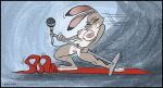  2023 anthro areola artist_name big_breasts breasts digital_media_(artwork) disney dutch_(artist) electronics eyes_closed female fur genitals grey_body grey_fur hi_res judy_hopps lagomorph leporid mammal microphone microphone_stand multicolored_body multicolored_fur nipples nude pussy rabbit risky_business rug solo two_tone_body two_tone_fur zootopia 