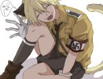  1boy animal_ears cat_boy cat_ears cat_tail gloves hellsing nazi schroedinger_(hellsing) short_hair sitting solo swastika tail 