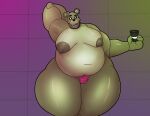  absurd_res animatronic bear big_breasts big_butt breasts butt clothing eldritch_abomination fan_character hand_behind_head happy hi_res machine male mammal moobs overweight overweight_male robot small_hat solo thick_thighs thong transformation underwear uxio_(weonraro123) weonraro123 wide_hips 