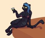  alcohol anthro areola beverage big_breasts blue_hair breasts container cup drinking drinking_glass exhibitionism felid female glass glass_container glass_cup gynomorph hair hi_res intersex jaguar mammal nubia(panther) pantherine phanter pink_areola solo taurfranco yellow_eyes 