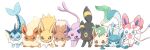  animal_ears animal_feet animal_focus black_eyes black_fur blue_eyes blue_fur blue_skin bow brown_eyes brown_fur colored_skin eevee espeon evolutionary_line facial_mark flareon forehead_jewel forehead_mark forked_tail gem glaceon green_fur jolteon kana_(maple926) leafeon multicolored_fur orange_fur pink_fur pokemon pokemon_(creature) purple_fur red_eyes red_fur ribbon signature simple_background sylveon tail umbreon vaporeon white_background white_fur yellow_fur 