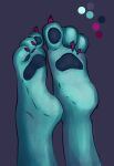  3_toes anthro blue_body blue_pawpads claws curling_toes digital_drawing_(artwork) digital_media_(artwork) feet foot_focus hi_res humanoid_feet pawpads pink_claws plantigrade shaded simple_background toes 