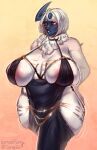  anthro areola belly big_breasts breasts clothed clothing dress fan_character gynomorph herm hi_res intersex nintendo nipples pink_areola pink_nipples pinup pokemon pokemon_(species) pose solo stronkfurry thick_thighs tight_clothing tight_fit wide_hips 