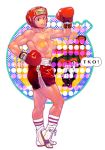  1girl 2boys abs boxing_gloves breasts mario mike_tyson mouth_guard multiple_boys muscle muscular_female nintendo original pasties punch-out!! shorts smile topless vigwer 
