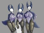  abdominal_bulge anthro arthropod big_breasts breasts digital_media_(artwork) female geckos_lover group hi_res hollow_knight insect little_k male mantis mantis_lord_(hollow_knight) simple_background tail team_cherry the_knight_(hollow_knight) yairo 