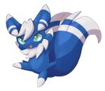  absurdres blue_fur blue_sclera colored_sclera fang green_eyes highres meowstic meowstic_(male) no_humans nullma open_mouth pokemon pokemon_(creature) simple_background solo transparent_background two-tone_fur white_fur 