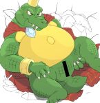  animal_genitalia anthro belly blush censored cloaca donkey_kong_(series) king_k_rool lizard male nintendo overweight overweight_male reptile scalie solo video_games 