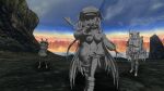  3d absurdres breasts cleavage hat highres holding holding_sword holding_weapon nipples non-web_source original petrification sword weapon 