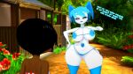  3d_(artwork) absurd_res areola big_areola bikini bikini_bottom bikini_top blue_clothing blue_hair blue_legwear blue_stockings brit_crust clothing colored_nails dark_body dark_skin dialogue digital_media_(artwork) displeased duo female female/female gesture hair hand_gesture hi_res human humaniod jenny_wakeman legwear lipstick looking_at_another looking_away machine makeup mammal my_life_as_a_teenage_robot nails nickelodeon pointing pointing_at_breasts pointing_at_self robot sheeple3d short_hair stockings swimwear thick_thighs 