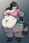  anthro belly big_belly charliecrow clothed clothing female hi_res mammal obese obese_anthro obese_female overweight overweight_anthro overweight_female procyonid raccoon rachel_(disambiguation) solo 
