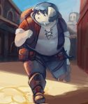  2016 anthro belly canine clothed clothing dog male mammal overweight overweight_male pants shirt solo sv_grart 