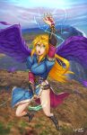  arm_up artist_name blonde_hair boots breasts breath_of_fire breath_of_fire_ii bridal_gauntlets capcom casting_spell commission commissioner_upload feathered_wings feathers floating green_eyes hybridmink knee_boots legs long_hair looking_up nina_(breath_of_fire_ii) open_mouth purple_wings side_slit signature wings 