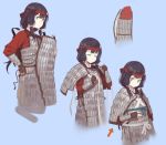  adjusting_clothes armor black_hair character_sheet chinese_armor chinese_clothes dressing fangdan_runiu headband long_hair original simple_background 