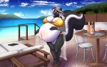  ajna anthro beach belly big_belly big_breasts bikini breasts caribbean chandelle_skunk clothing female furry hi_res mammal maternity mephitid multiple_pregnancies pinup pose pregnant pregnant_female skunk solo solo_focus swimwear wearing_hat 
