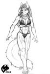  2024 5_fingers 5_toes abs anthro arctic_wolf athletic athletic_anthro athletic_female barefoot big_breasts bikini bikini_bottom bikini_top breasts camel_toe canid canine canis cleavage clothed clothed_anthro clothed_female clothing feet female fingers fur ghostwolf hair hindpaw humanoid_hands mammal navel paws plantigrade sara_kincaide signature sketch smile solo standing swimwear toes wolf 