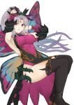  1girl akacolor breasts butterfly_wings crown_of_thorns facial_mark fairy fairy_wings fire_emblem fire_emblem_heroes forehead_mark hair_vines highres insect_wings large_breasts plant plant_hair plumeria_(fire_emblem) pointy_ears thorns torn_belt vines wings 