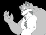  2016 anthro belly canine male mammal moobs nipples overweight overweight_male simple_background solo tanuki tiger_cub 