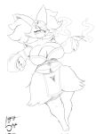  anthro big_breasts blush blush_lines bodily_fluids breasts cleavage clothed clothing delphox female generation_6_pokemon hi_res nintendo one_eye_obstructed pokemon pokemon_(species) smoking solo sugary_skye sweat thick_thighs 